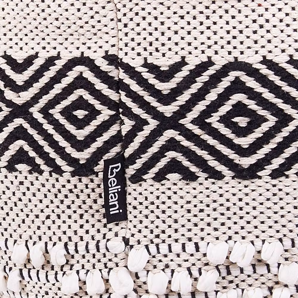 Wyld and Coco Cotton Geometric Boho Cube Pouffe in Beige, White and Black, W/D/H: 45 x 45 x 45 cm – 5