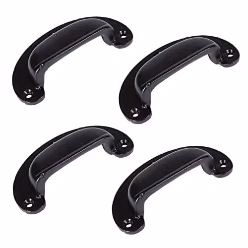 Hammer and Tongs Matt Black Iron Wide Lipped Cabinet Drawer Handles, Pack of 4, W: 95 mm, H: 40 mm
