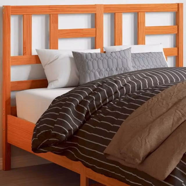 Berkfield Home Rustic Solid Wood Pine Headboard in Wax Brown, Width: 135 cm – 1