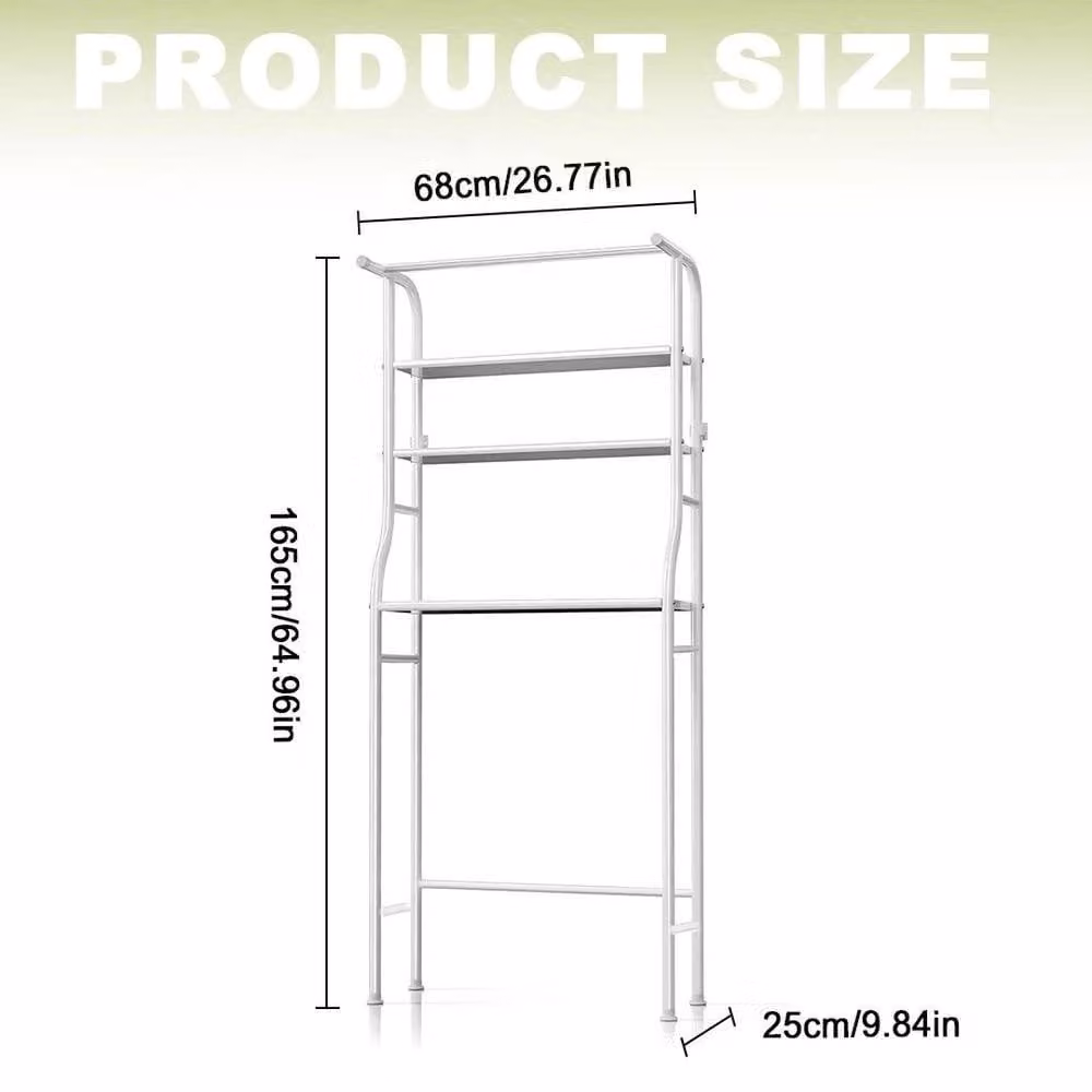 EONLION 3 Tier Metal Over Toilet Storage Rack in White – 2