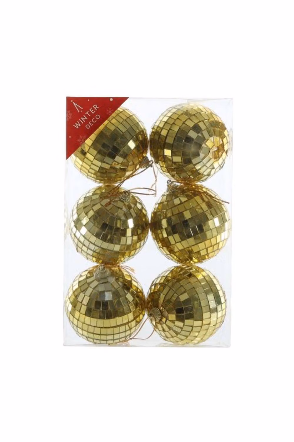 KDMD Gold Disco Ball Christmas Baubles, 6 Pack, Diameter: 8 cm – 2