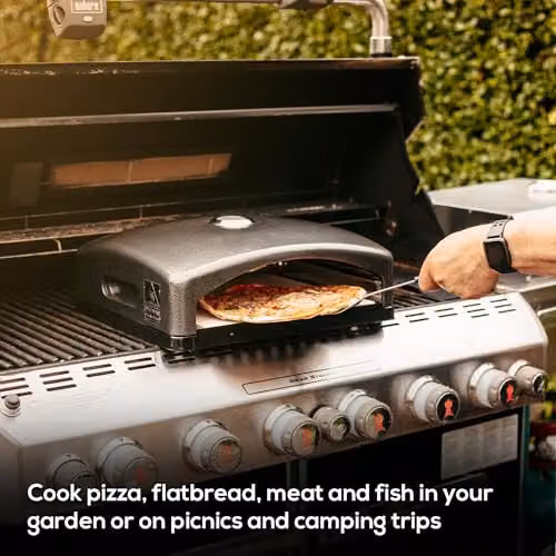 Haven Portable Mini Outdoor BBQ Pizza Oven with Ceramic Stone and Built-in Thermometer in Black and Silver, W/D/H: 40 x 35 x 16 cm – 8