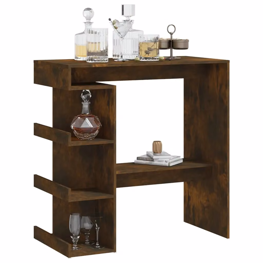 Berkfield Home Bar Table with Storage Rack in Smoked Oak Brown, W/D/H: 100 x 50 x 101.5 cm – 3