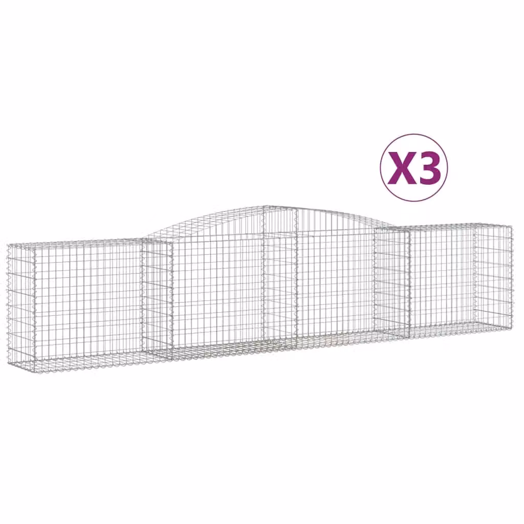 Berkfield Home Arched Gabion Baskets, 3 Piece Set, Silver Galvanised Steel, W: 400 cm, D: 50 cm, H: 80-100 cm – 2