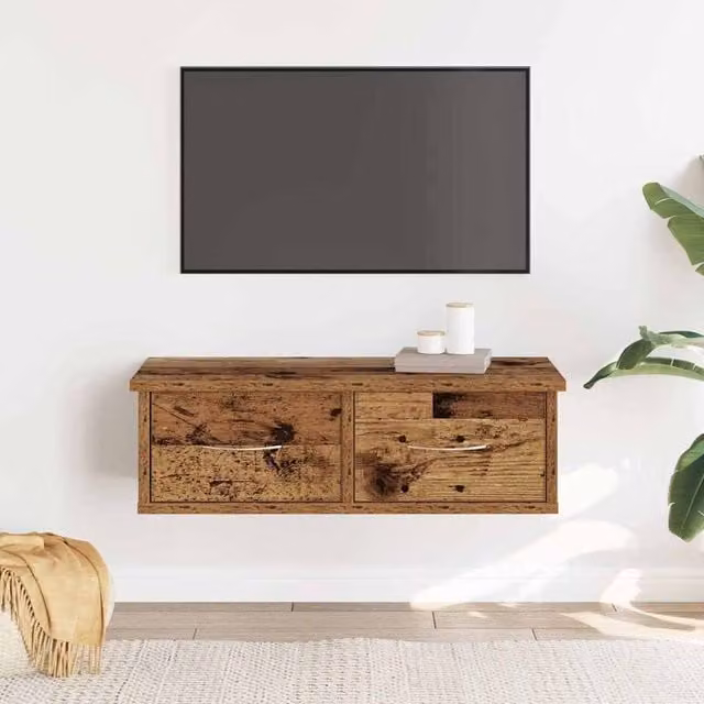 Berkfield Home Wall Cabinet in Old Wood Brown, W: 60 cm, D: 26 cm, H: 18.5 cm – 1