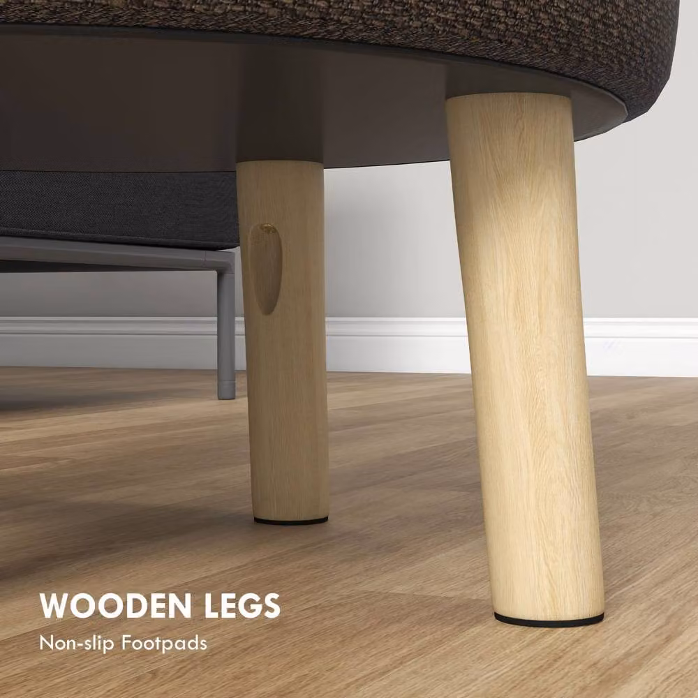 Wyld Haus Roli Round Storage Ottoman in Dark Brown Linen Look, W/D/H: 40 x 40 x 39 cm – 6