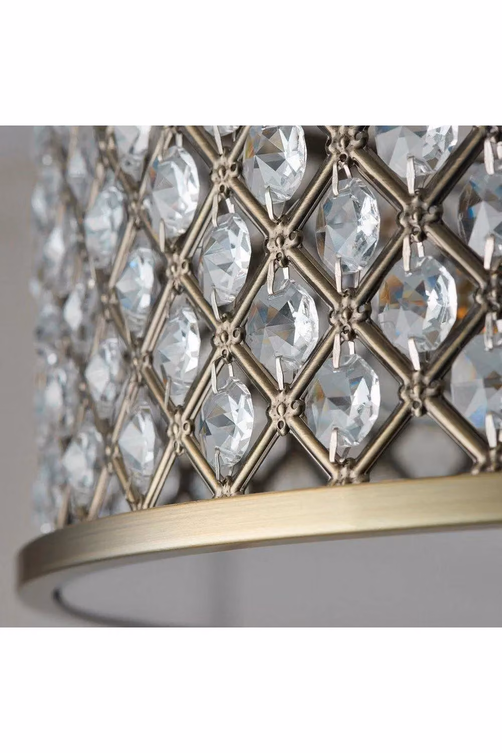 Netlighting Hudson 3 Light Flush Ceiling Light in Antique Brass and Crystal with E27 Fitting – 2
