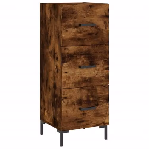 vidaXL Modern Sideboard in Smoked Oak and Brown, W/D/H: 34.5 x 34.5 x 90 cm