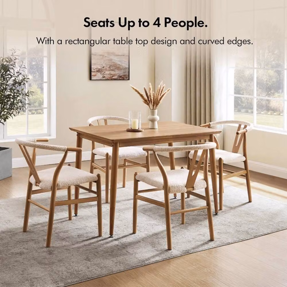 Vonhaus Mid-Century 4 Seater Rectangular Wood Dining Table in Brown – 2