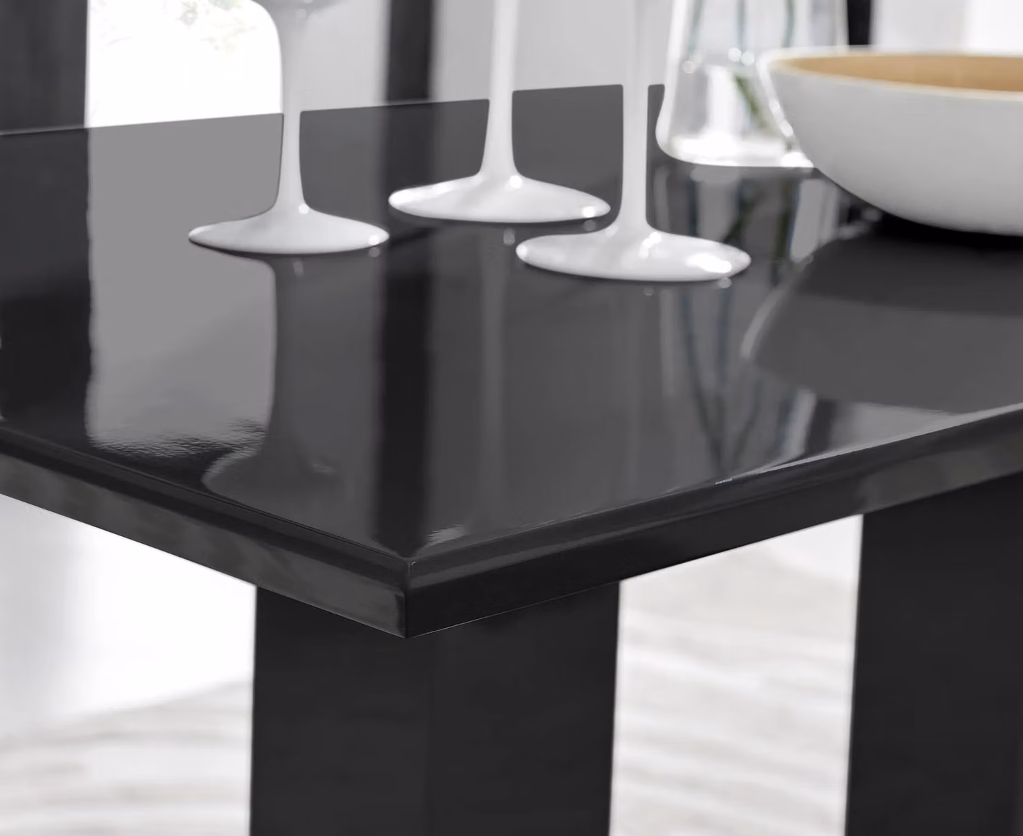 FurnitureboxUK Imperia Modern High Gloss Rectangular 6-Seater Dining Table in Black, W: 150 cm – 3
