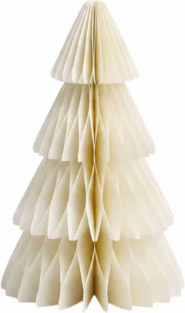 Four Candle Set of 3 Winter White Paper Christmas Trees, Height: 30 cm – 1