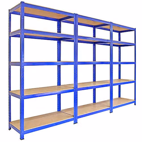 MonsterShop 3 Bay Heavy Duty Garage Shelving Units in Blue, W/D/H: 90 x 45 x 182.5 cm