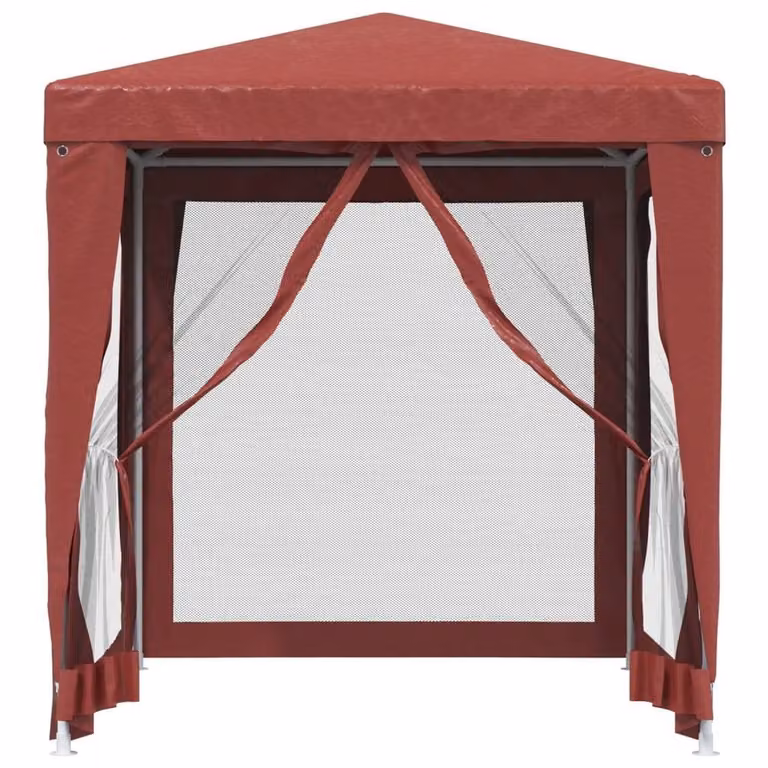 Berkfield Home Party Tent in Red with 4 Mesh Sidewalls, W/D: 2 x 2 m