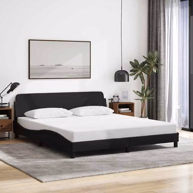Berkfield Home Dover Upholstered Fabric Bed Frame, Black, W: 180 cm, D: 200 cm – 1