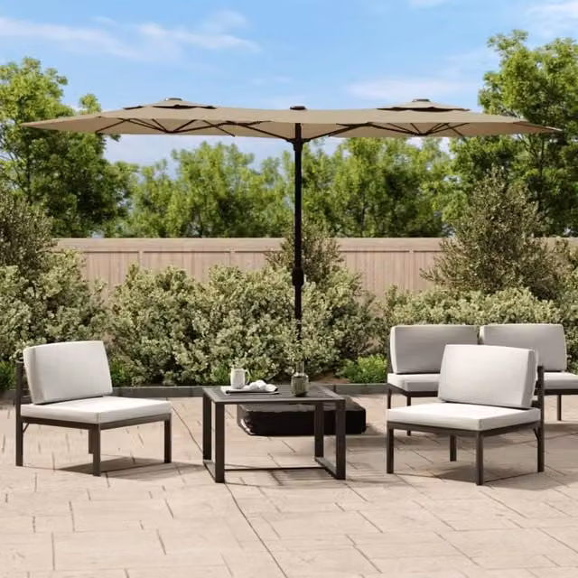 Berkfield Home Double-Head Cantilever Parasol in Beige, W: 316 cm, D: 240 cm
