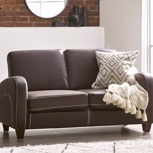 Julian Bowen Vivo 2 Seater Faux Leather Sofa in Brown, W147 x D80 x H83 cm – 3