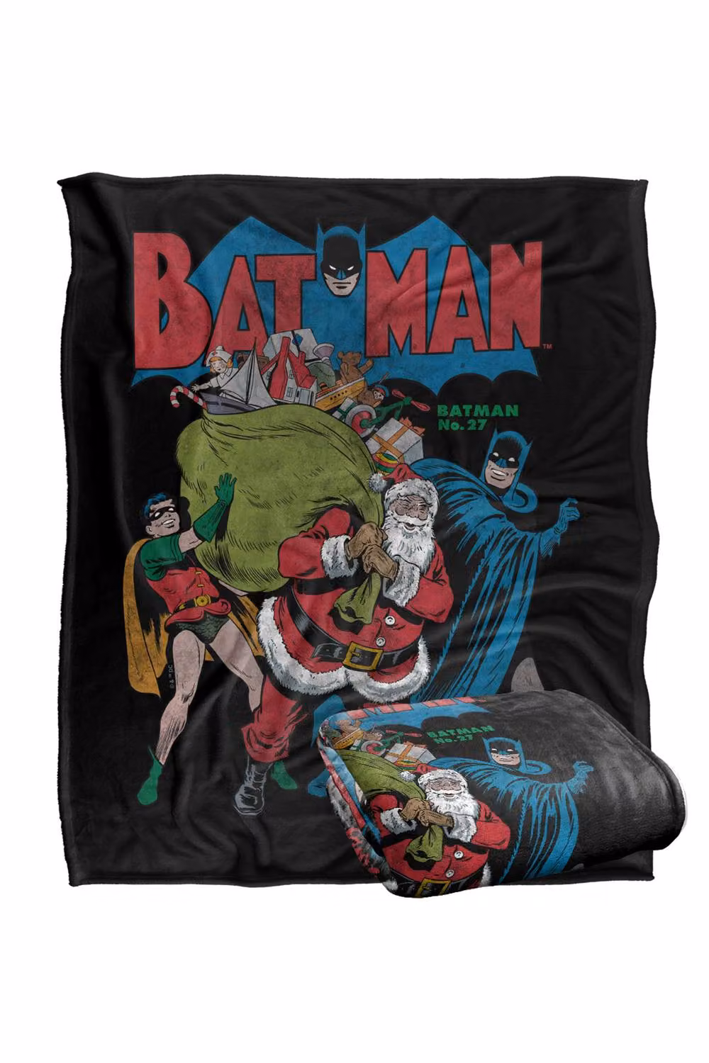 Warner Bros. Batman Seasons Greetings Christmas Comic Cover Super Soft Fleece Throw Blanket, Multicolour, W: 91 cm, D: 147 cm – 7