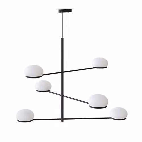 Netlighting LEDS C4 Coco Multi Arm Pendant Light in Black and White with E14 Glass Spheres