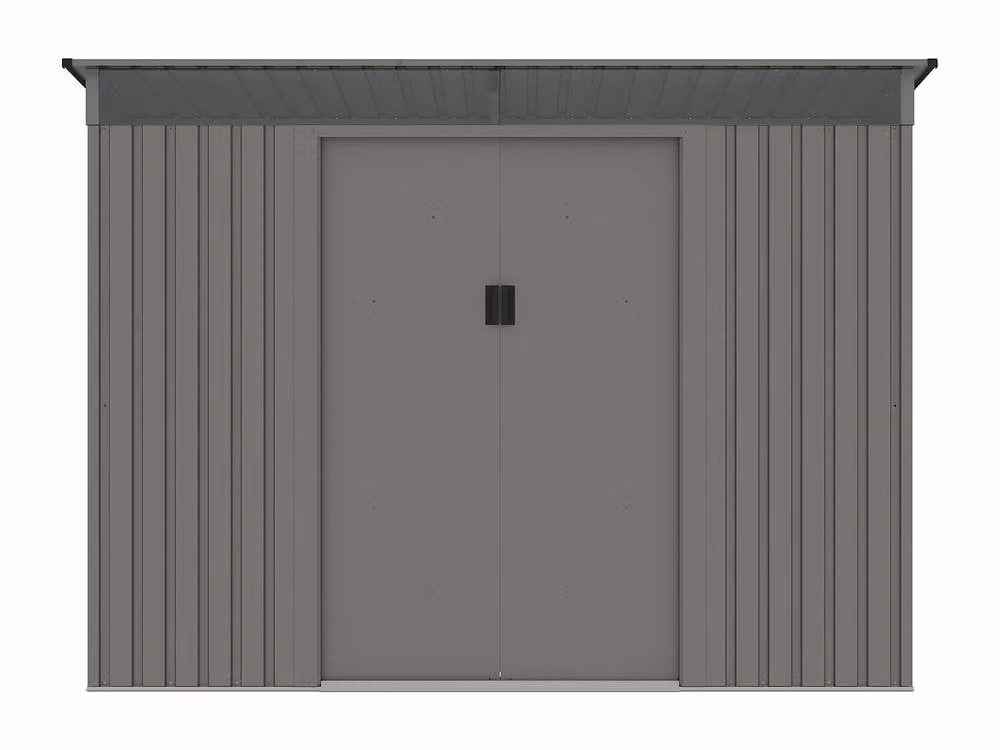 FOLCO Grey Galvanised Steel Pent Garden Shed with Sliding Doors and Side Vent, 4.77 m2 – 2
