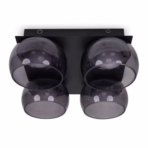 ValueLights Alissa Square Integrated LED Flush Ceiling Light in Black with Glass Shades, IP44 Rated for Bathroom and Hallway Use