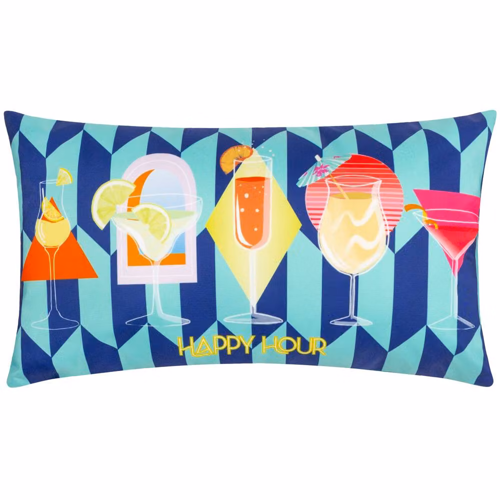 furn Happy Hour Abstract Blue Polyester Outdoor Cushion W/D/H: 50 x 30 x 0 cm – 4
