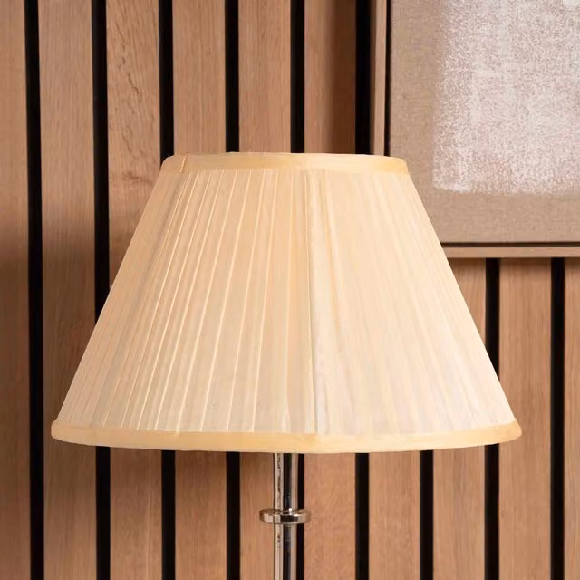 Ruma Almond Silk Pleat Empire Lampshade for Floor Lamps in Beige, Diameter: 35.56 cm – 1