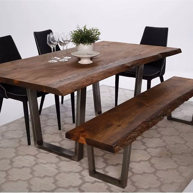 Livingandhome Set of 2 Black Steel Trapezoidal Table Legs, Height: 40 cm