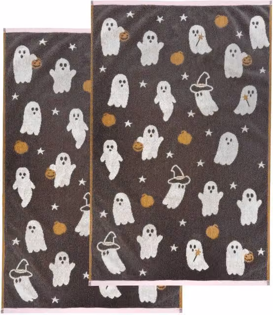 Allure Bath Fashions Luxury Halloween Hand Towels in Grey, 100% Cotton