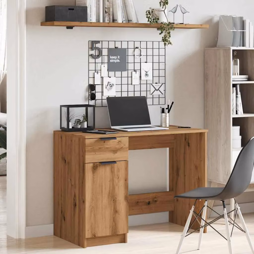 Berkfield Home Artisan Oak Computer Desk in Brown, W/D/H: 100 x 50 x 75 cm – 2