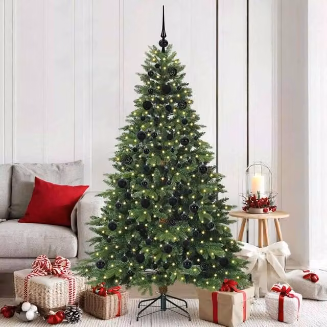 Berkfield Home Artificial Green Christmas Tree with 300 Warm White LEDs, Height: 180 cm