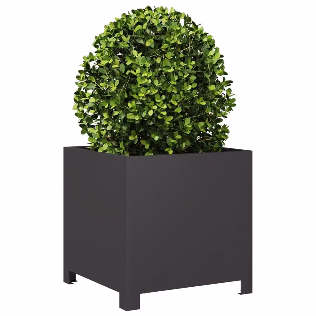 Berkfield Home Steel Garden Planter Tub, Black, W/D/H: 40 x 40 x 40 cm – 3