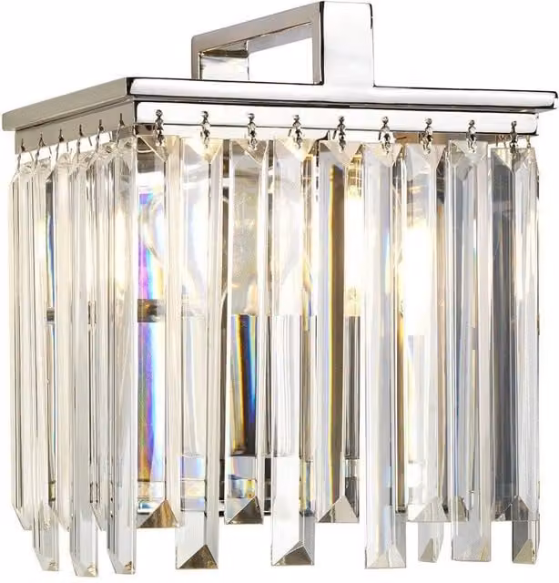Netlighting Aries 1 Light Polished Nickel and Clear Crystal Wall Light