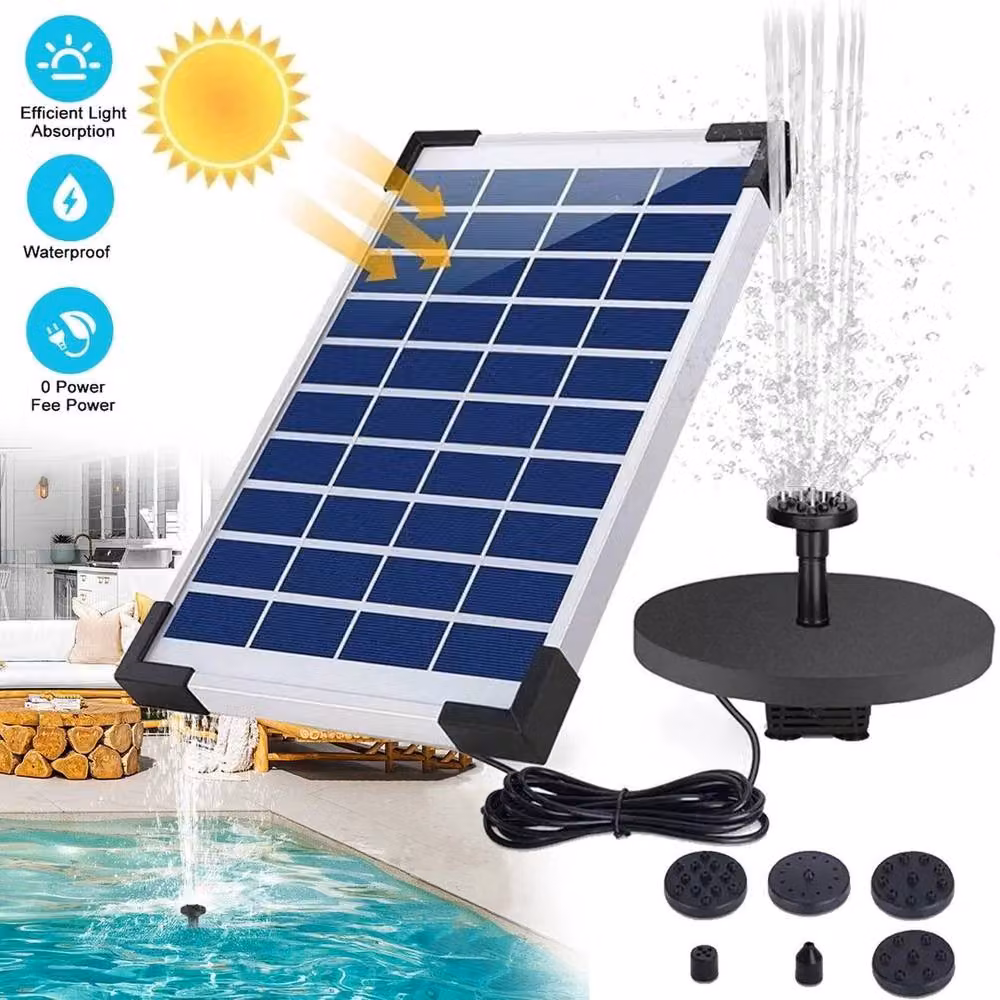 KORVIXA 5W Solar Powered Water Fountain Pump in Black, W/D/H: 100 x 100 x 1 cm – 2
