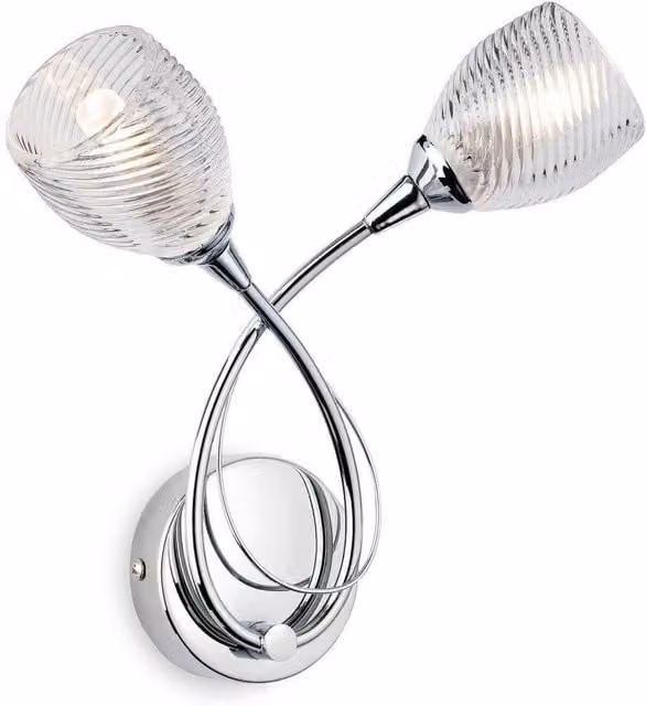 Netlighting Henley 2 Light Indoor Wall Light in Chrome with Transparent Decorative Glass and G9 Base
