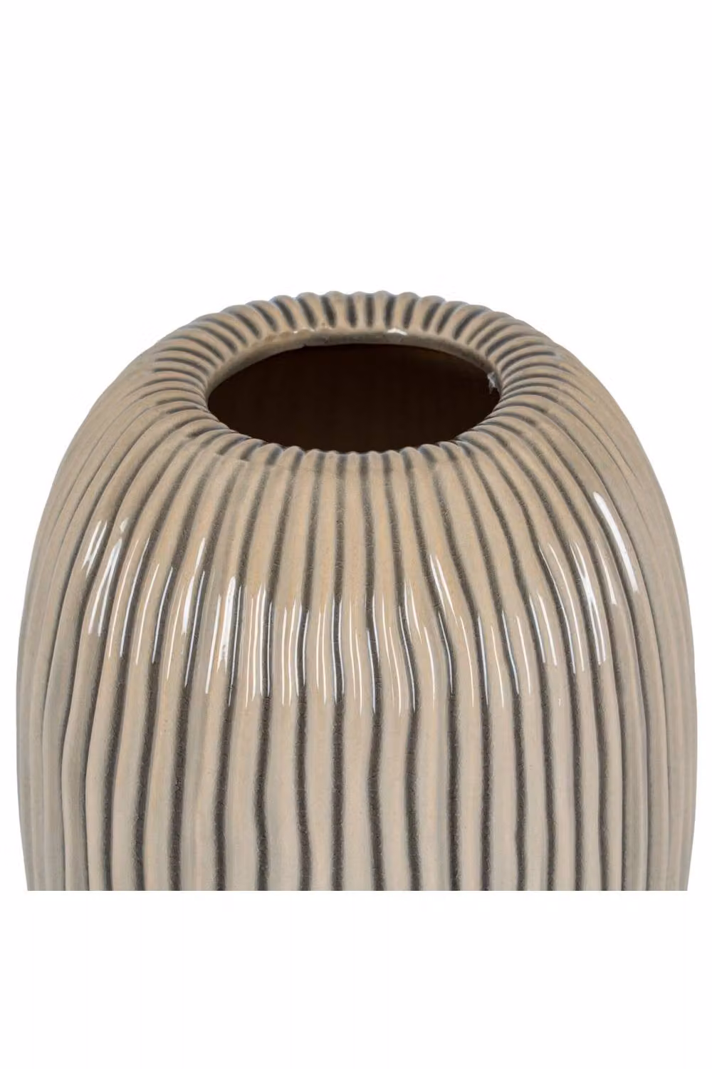 KDMD Pallida Collection Large Striped Tabletop Vase in Taupe and Beige – 2