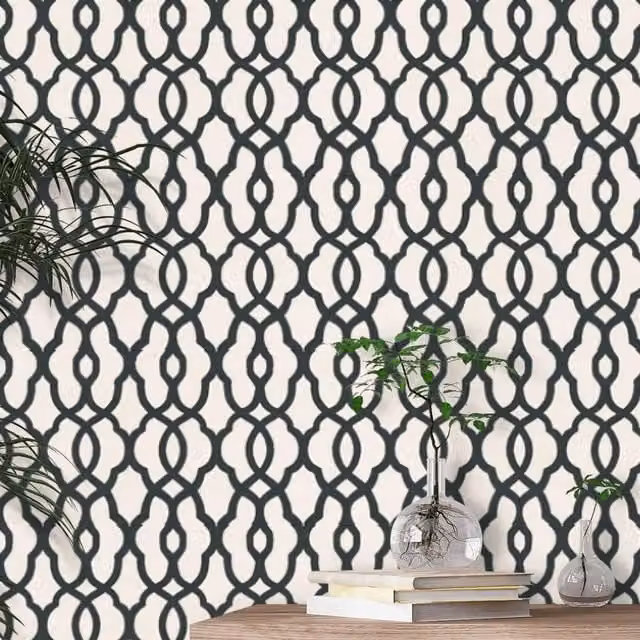 Prestigious Textiles Modern Geometric Abstract Vinyl Wallpaper in Anthracite, Grey and White