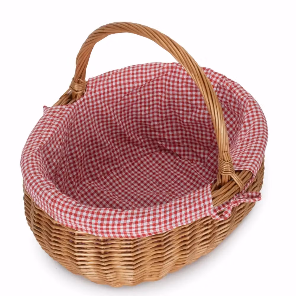 Red Hamper Deluxe Wicker Shopping Basket with Brown Cotton Lining – 2
