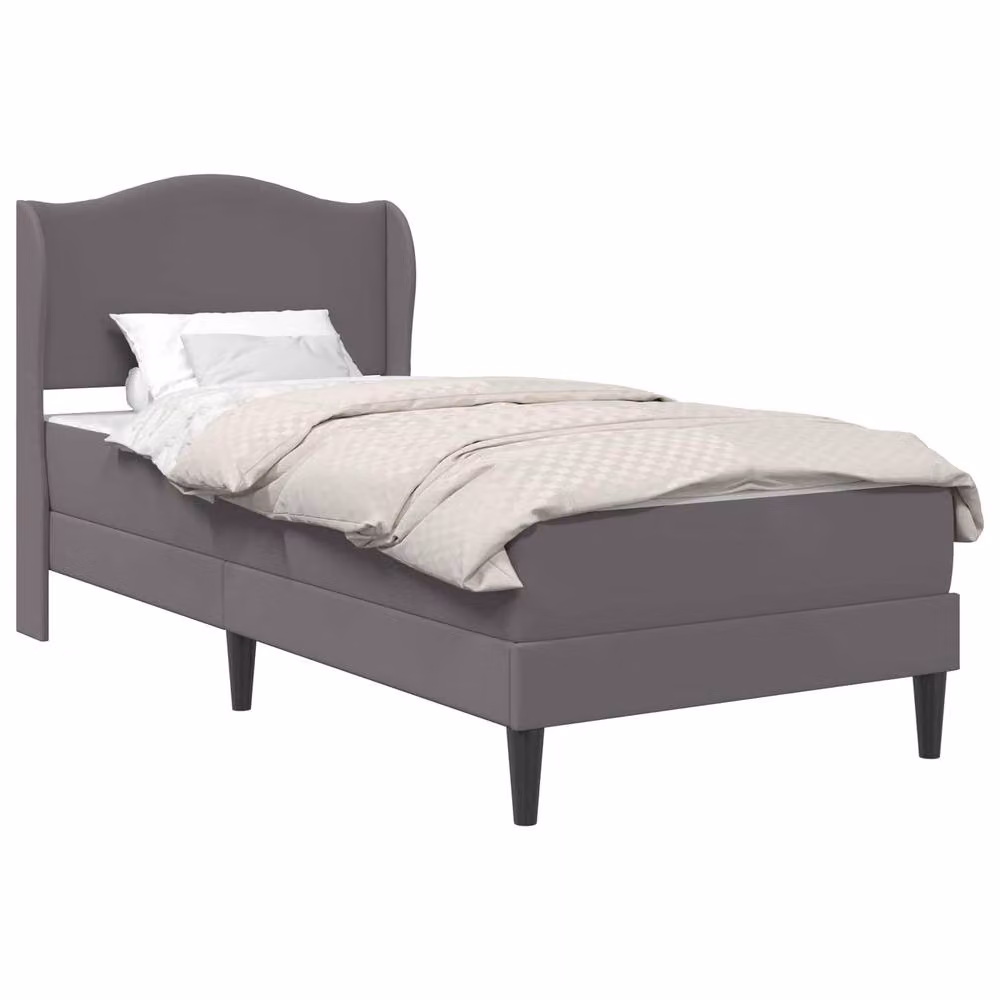 Berkfield Home Upholstered Bed Frame with Headboard in Grey Faux Leather W/D/H: 90 x 190 cm – 2
