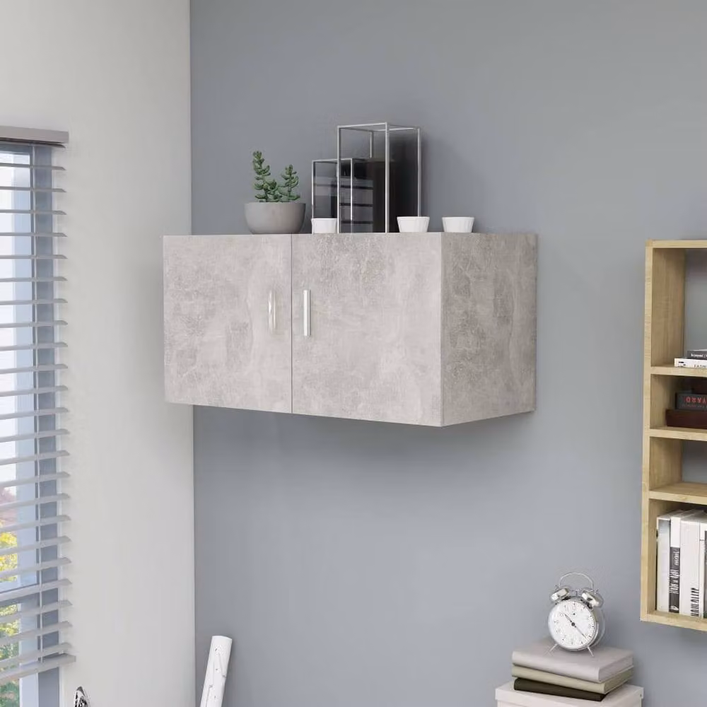 Berkfield Home Wall Mounted Cabinet in Concrete Grey, W: 80 cm, D: 39 cm, H: 40 cm – 1