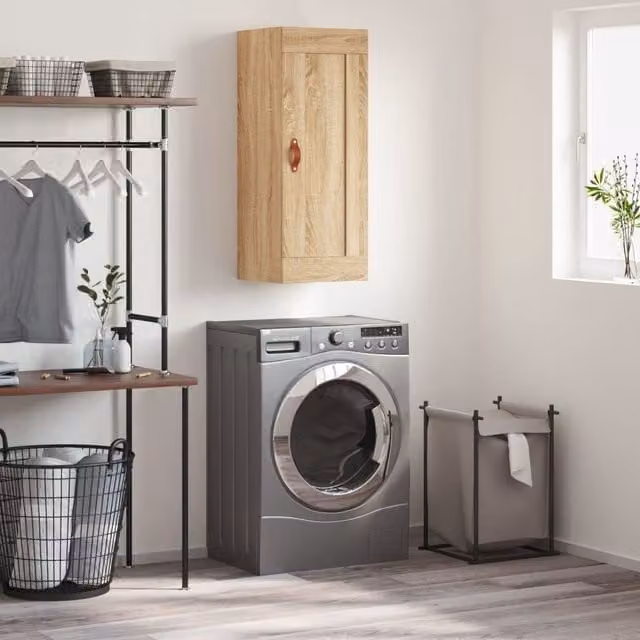 Berkfield Home Wall Mounted Sonoma Oak Cabinet in Brown, W/D/H: 34.5 x 34.5 x 90 cm – 1