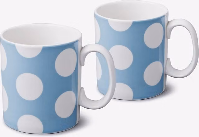 WM Bartleet & Sons Blue and White Dotted Porcelain Mug Set of 2, 568 ml per Mug