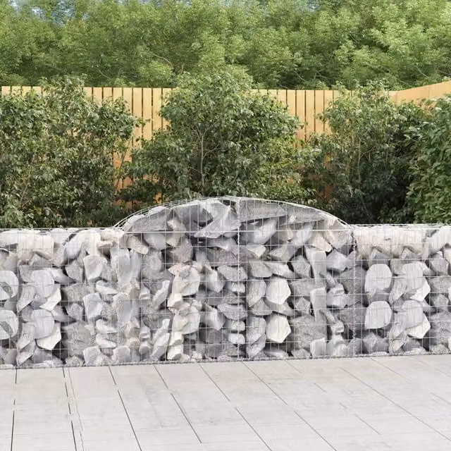 Berkfield Home Arched Gabion Baskets, 13 Piece Set, Silver Galvanised Steel, W: 300 cm, D: 50 cm, H: 80-100 cm – 1