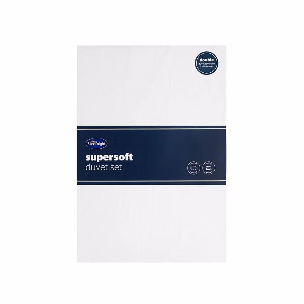 Silentnight Supersoft Microfibre Duvet Cover and Pillowcase Set, Double, White – 6