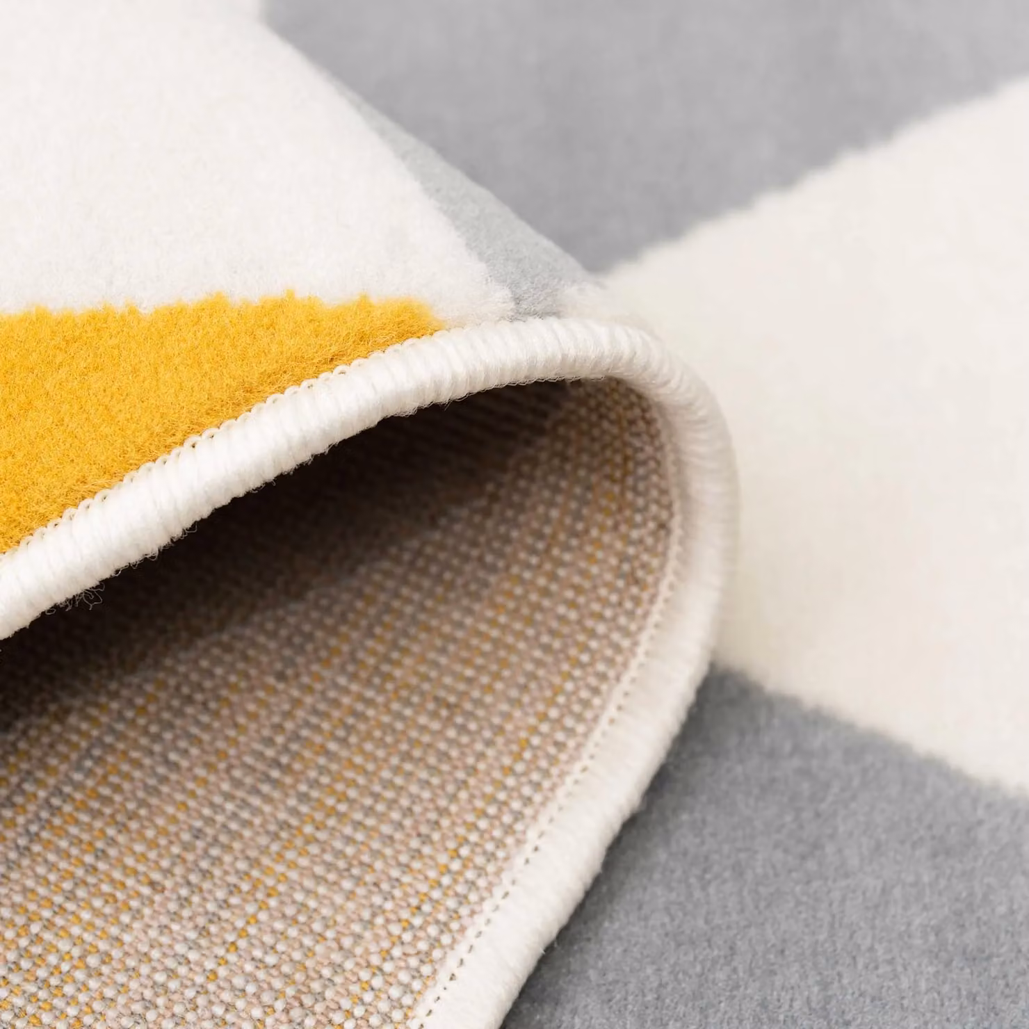 Kukoon Yellow Ochre and Grey Diamond Geometric Living Area Rug, W/D: 280 x 365 cm – 4