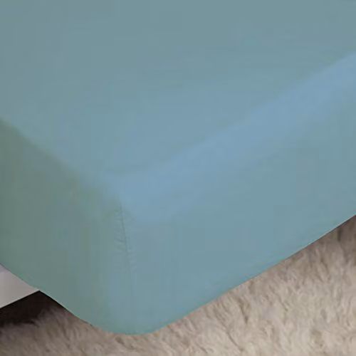 Belledorm Easycare 200 Thread Count Cotton Percale Fitted Sheet, Petrol Blue, W/D/H: 140 x 200 x 28 cm