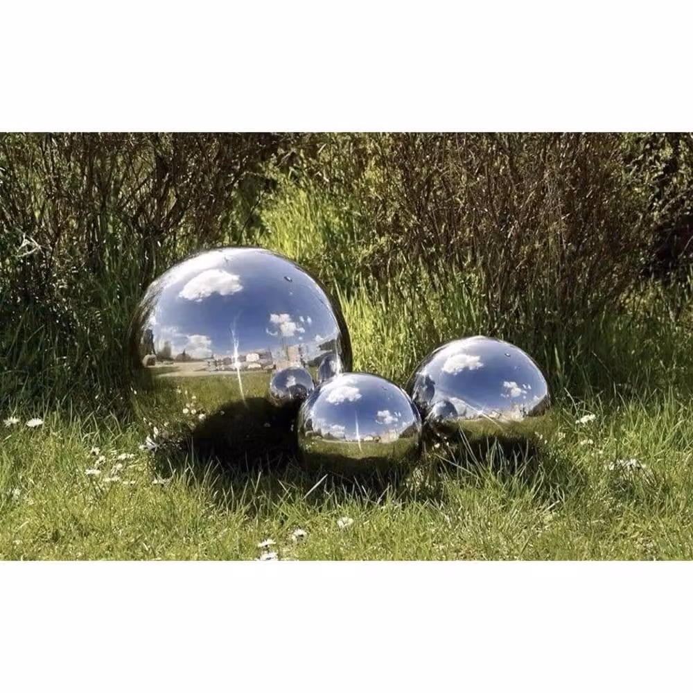 FLAVORA 3 Piece Stainless Steel Mirror Reflective Garden Spheres in Silver – 5