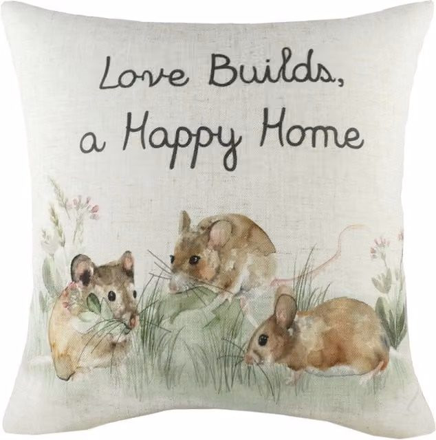 Evans Lichfield Hedgerow Mice Hand-Painted Watercolour Printed Polyester Cushion, Multicolour, W/D/H: 43 x 43 x 43 cm