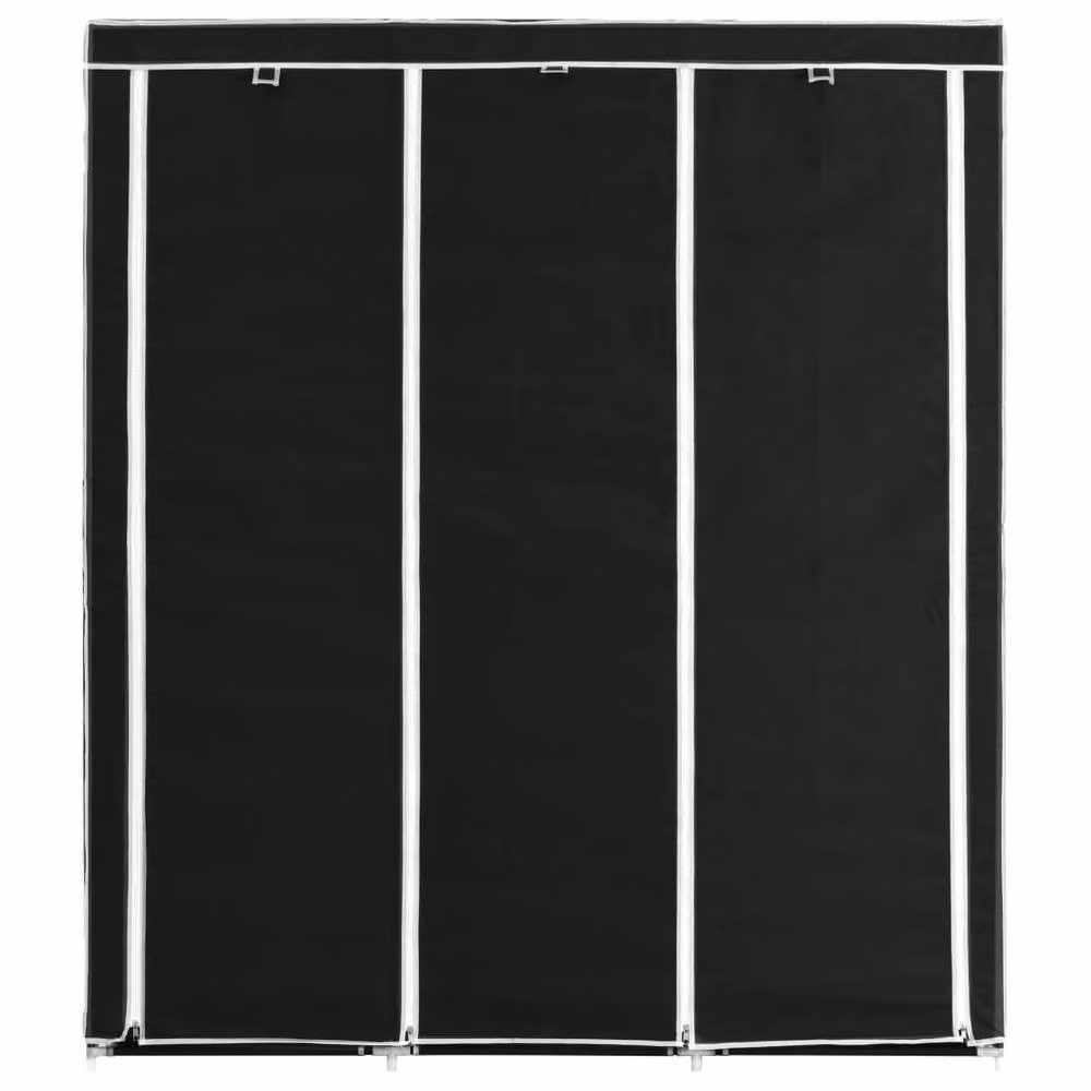 Berkfield Home Black Fabric Wardrobe with Roll Shutter, Compartments and Hanging Rod, W/D/H: 150 x 45 x 175 cm – 3