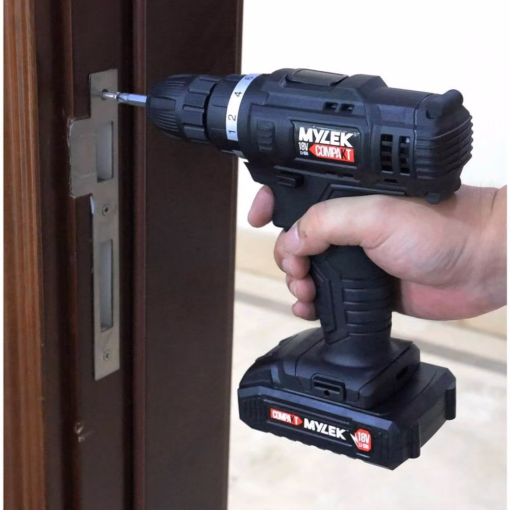 MYLEK 18V Cordless Li-ion Drill with 90 Piece Tool Kit and Case, Black – 6