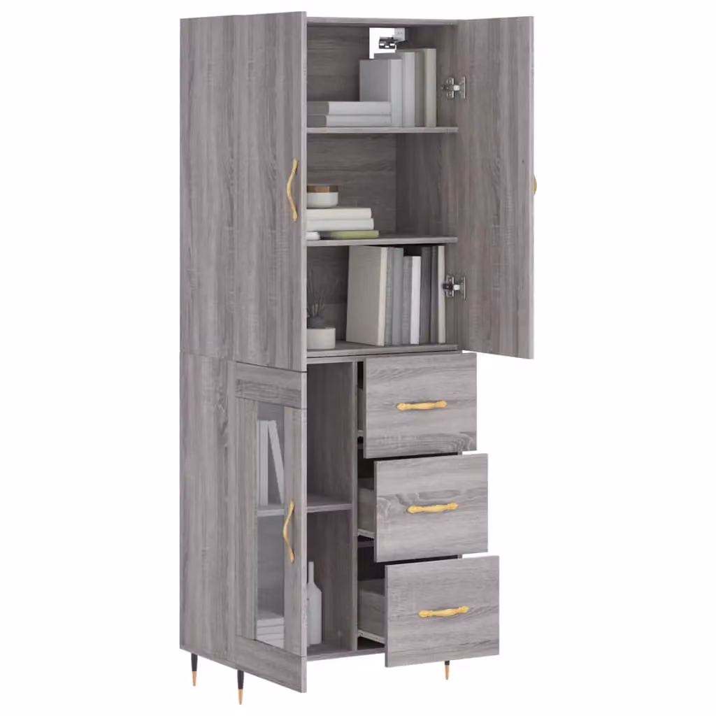 Berkfield Home Grey Sonoma Highboard in Engineered Wood, H 180 x W 69.5 x D 34 cm – 2